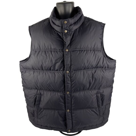 Mens Lands End Down Blend Puffer Vest Jacket Size XL Navy Blue - Picture 1 of 8